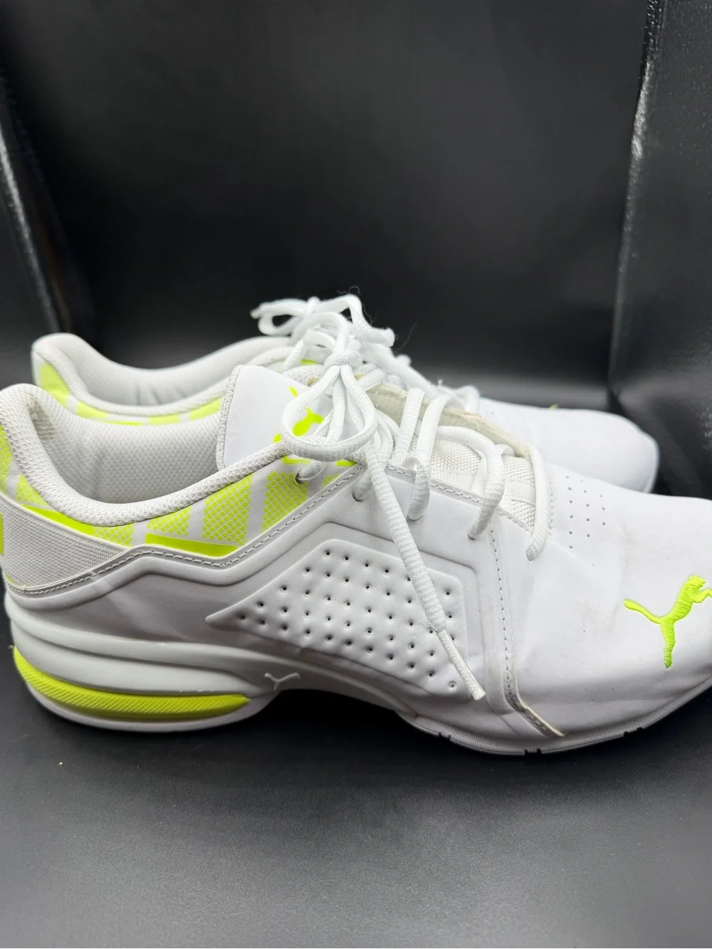 Puma White Athletic Sneakers with Neon Accent
